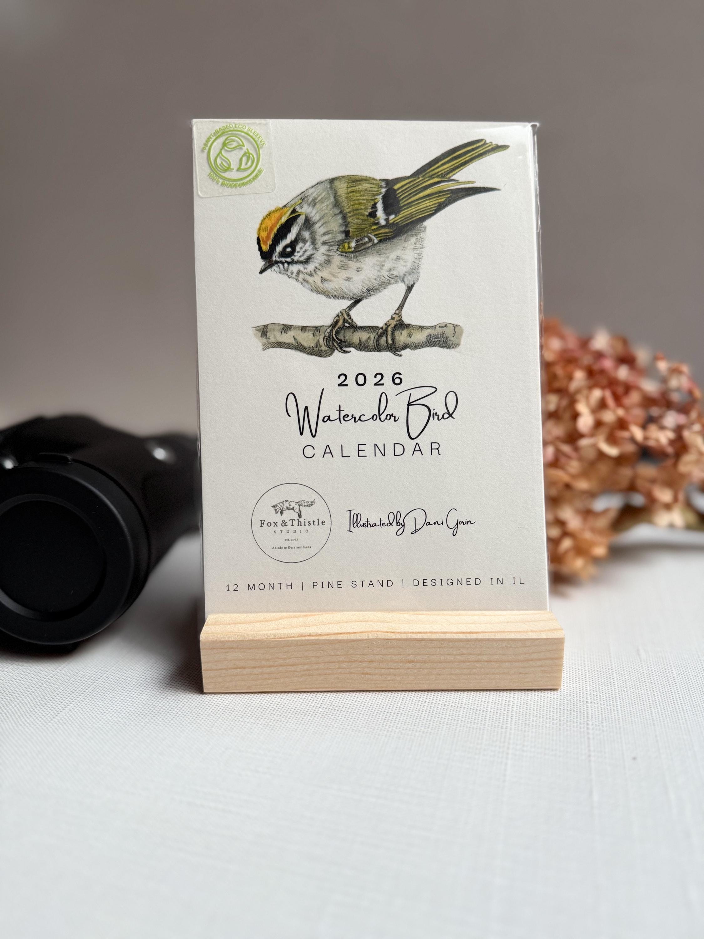 2026 Watercolor Bird Desk Calendar