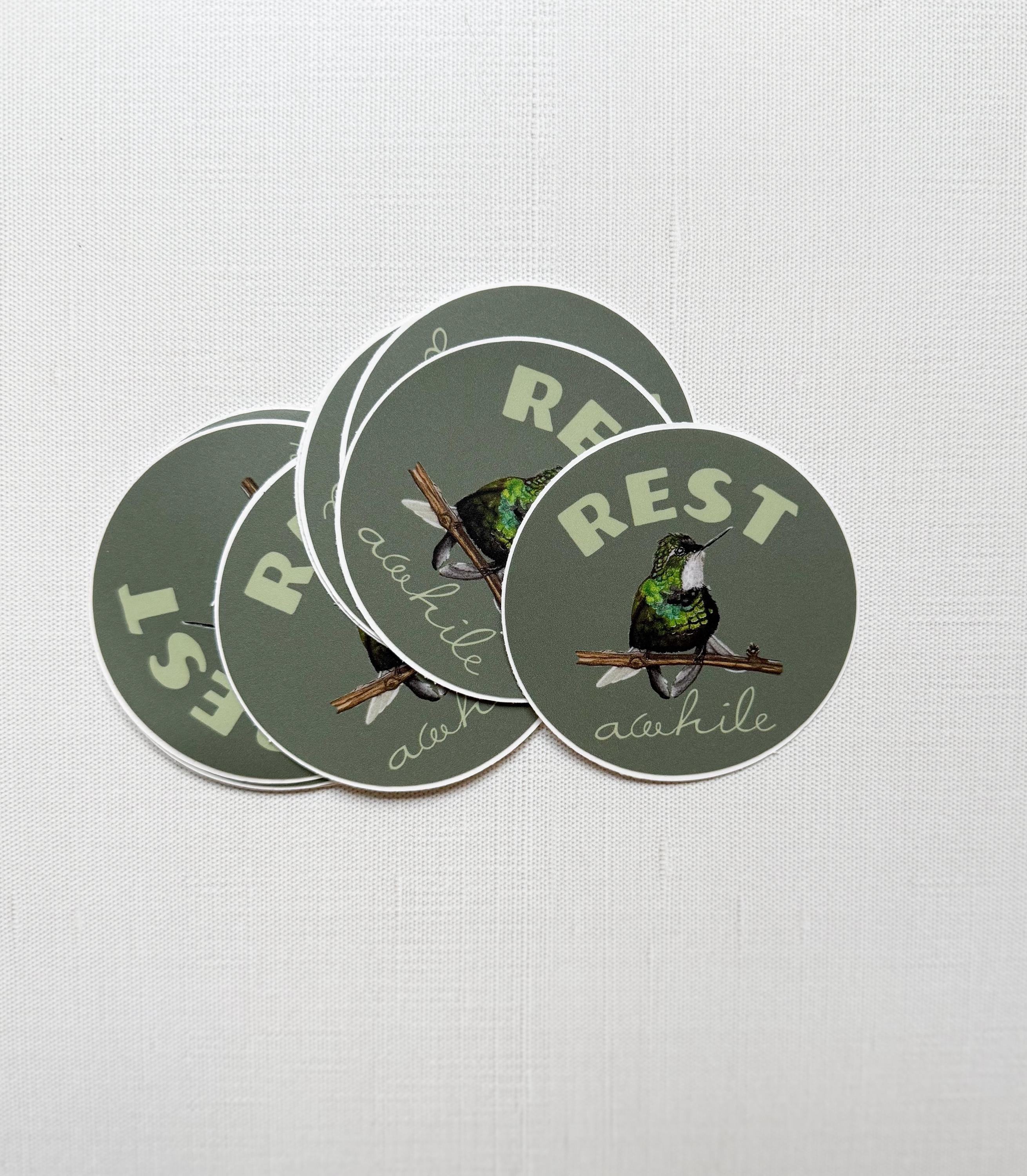 "Rest Awhile" Hummingbird Sticker
