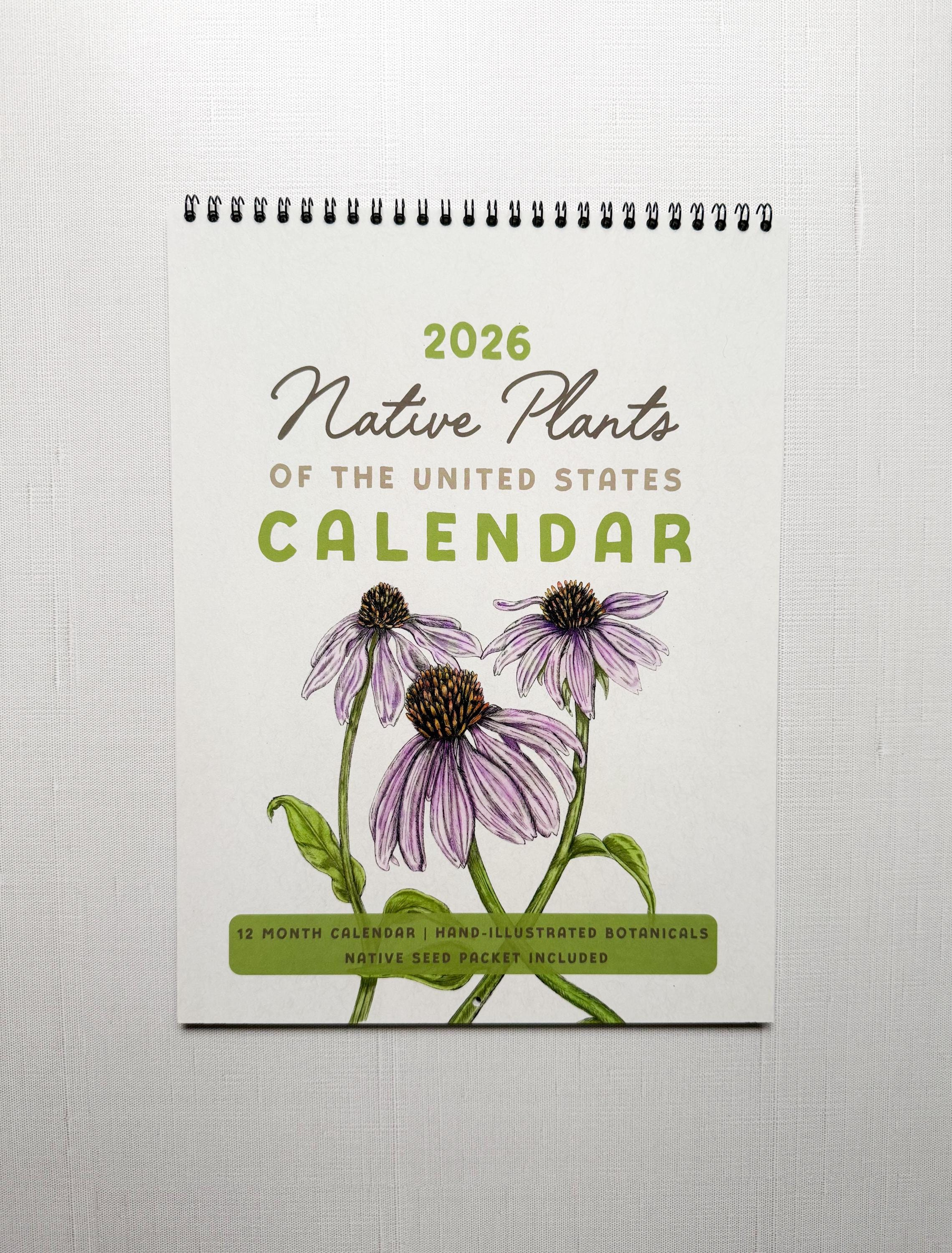 Botanical Native Plant Wall Calendar with Native Seed Packet