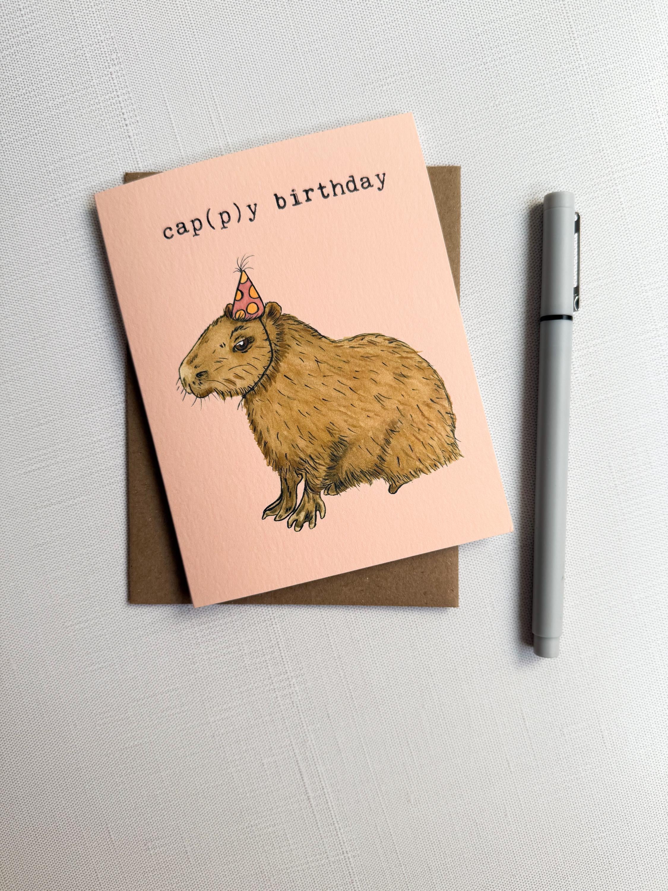 "Cappy Birthday" Capybara Card