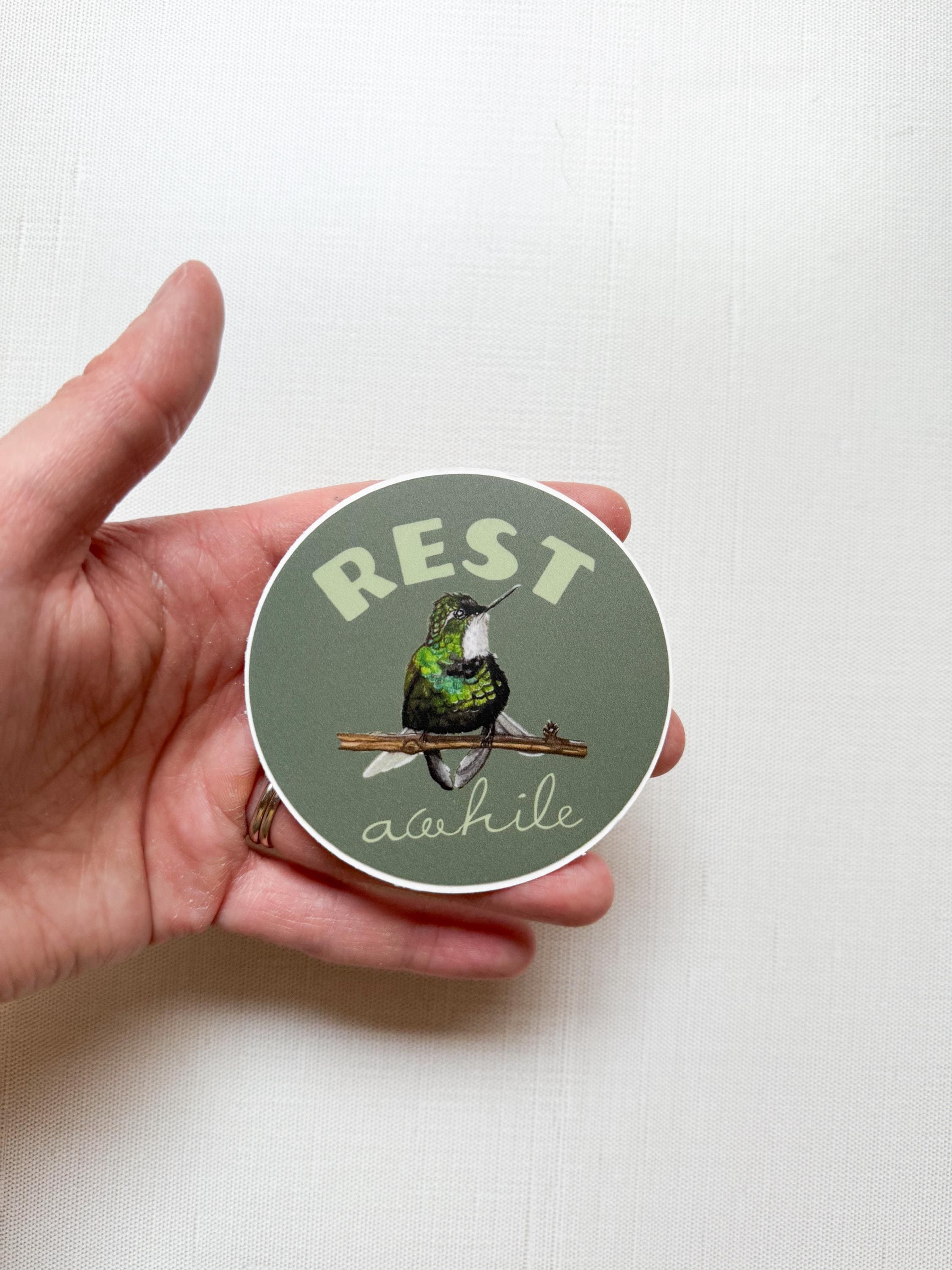 "Rest Awhile" Hummingbird Sticker