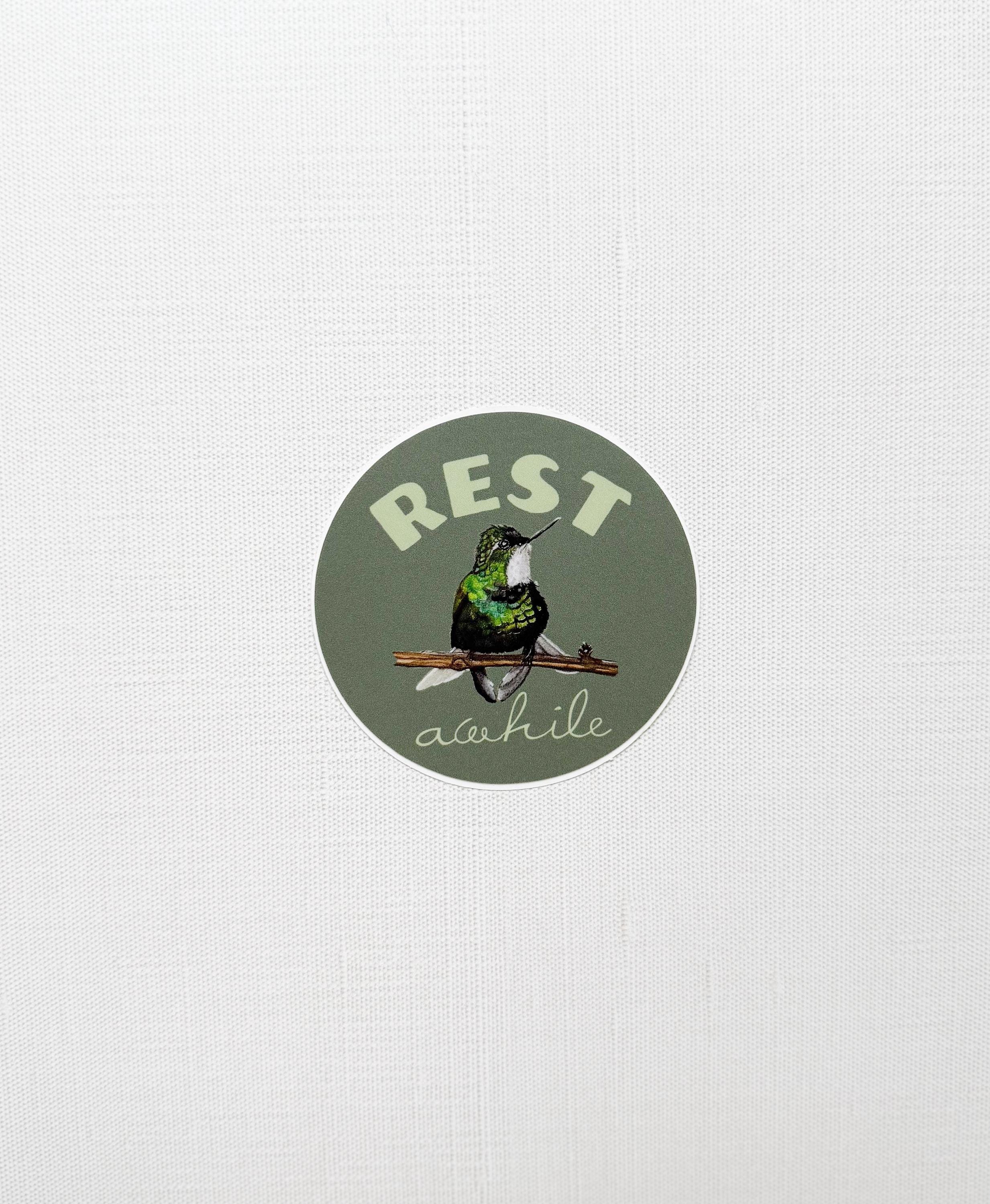 "Rest Awhile" Hummingbird Sticker