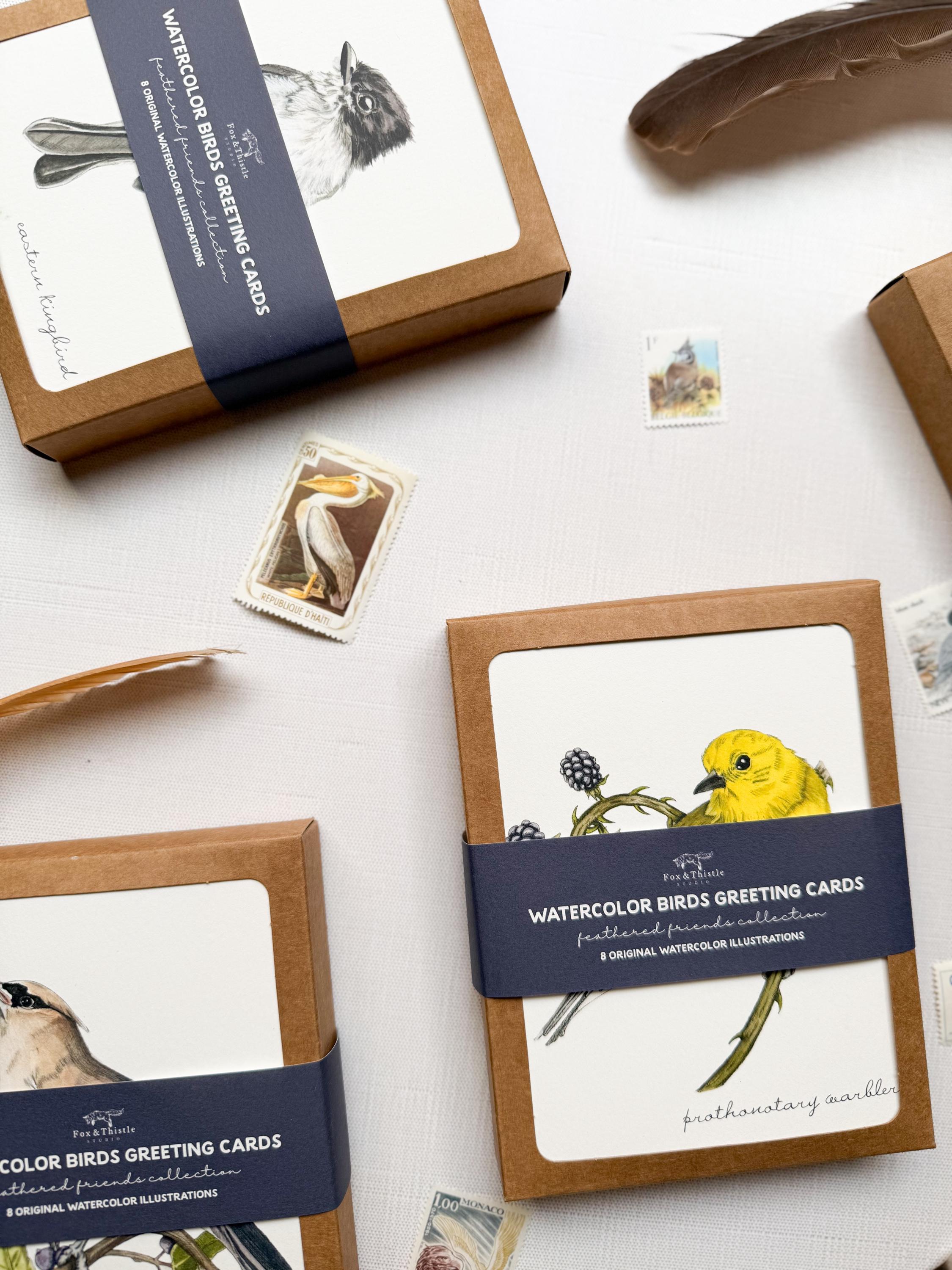 Boxed Watercolor Bird Greeting Cards