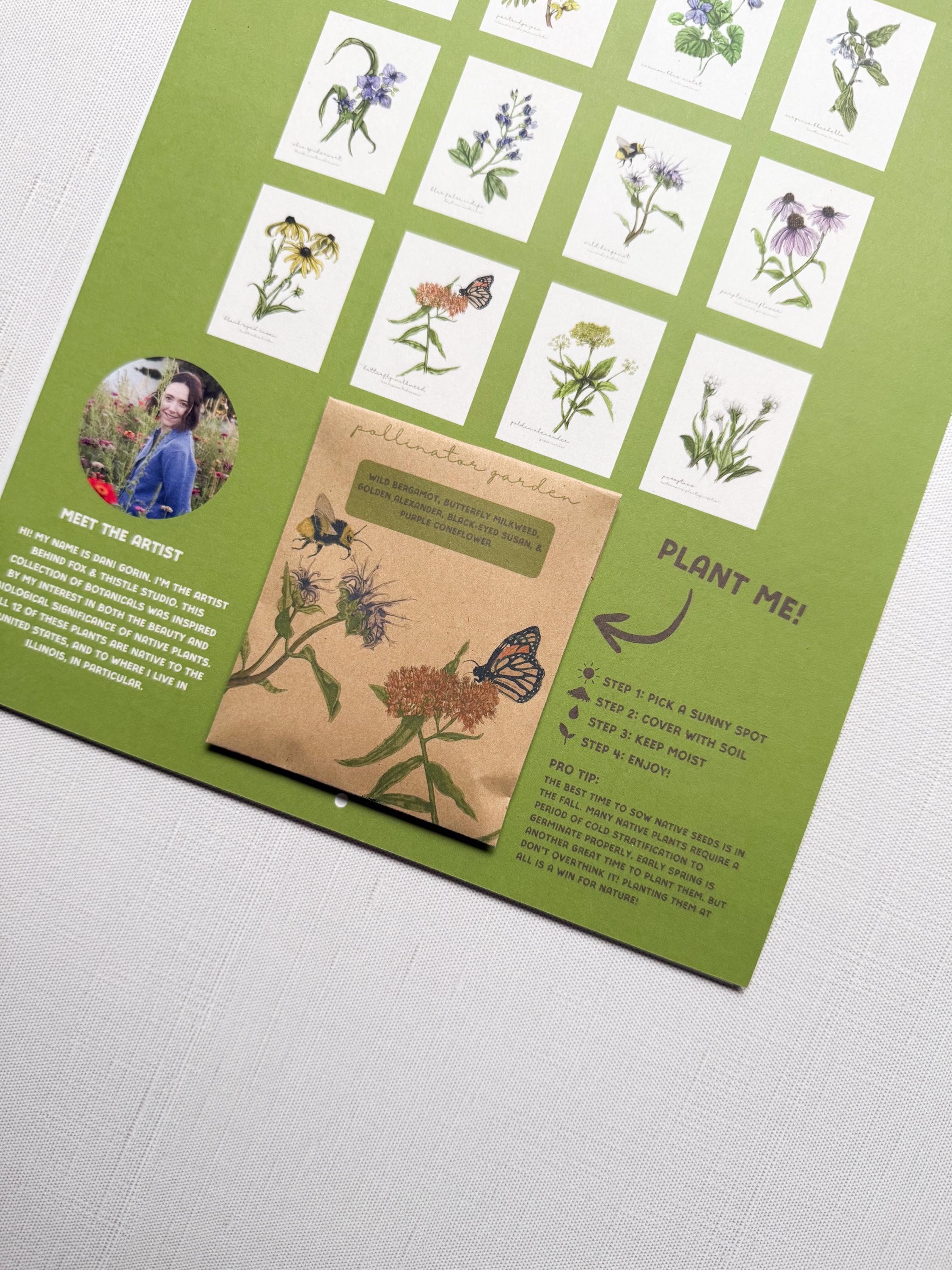 Botanical Native Plant Wall Calendar with Native Seed Packet
