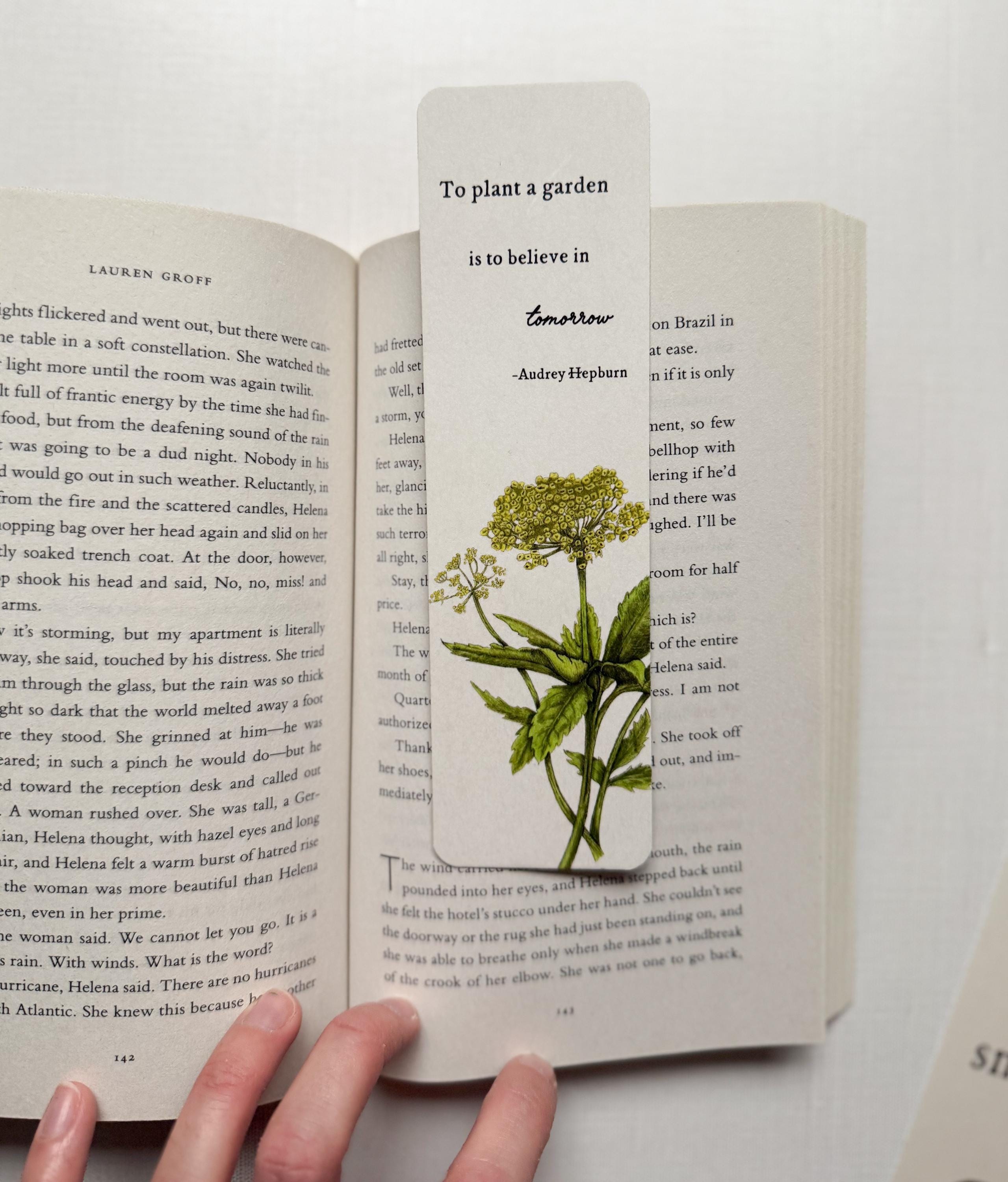 Botanical Bookmark with Audrey Hepburn Quote