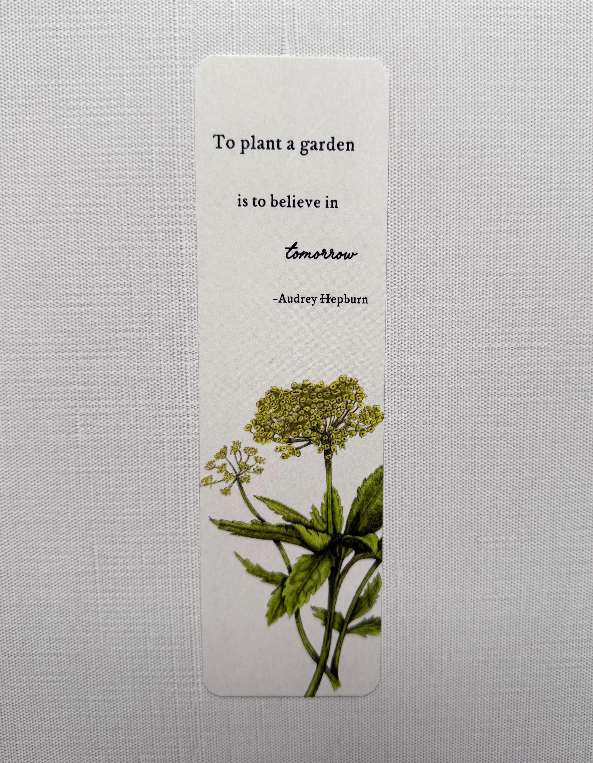 Botanical Bookmark with Audrey Hepburn Quote