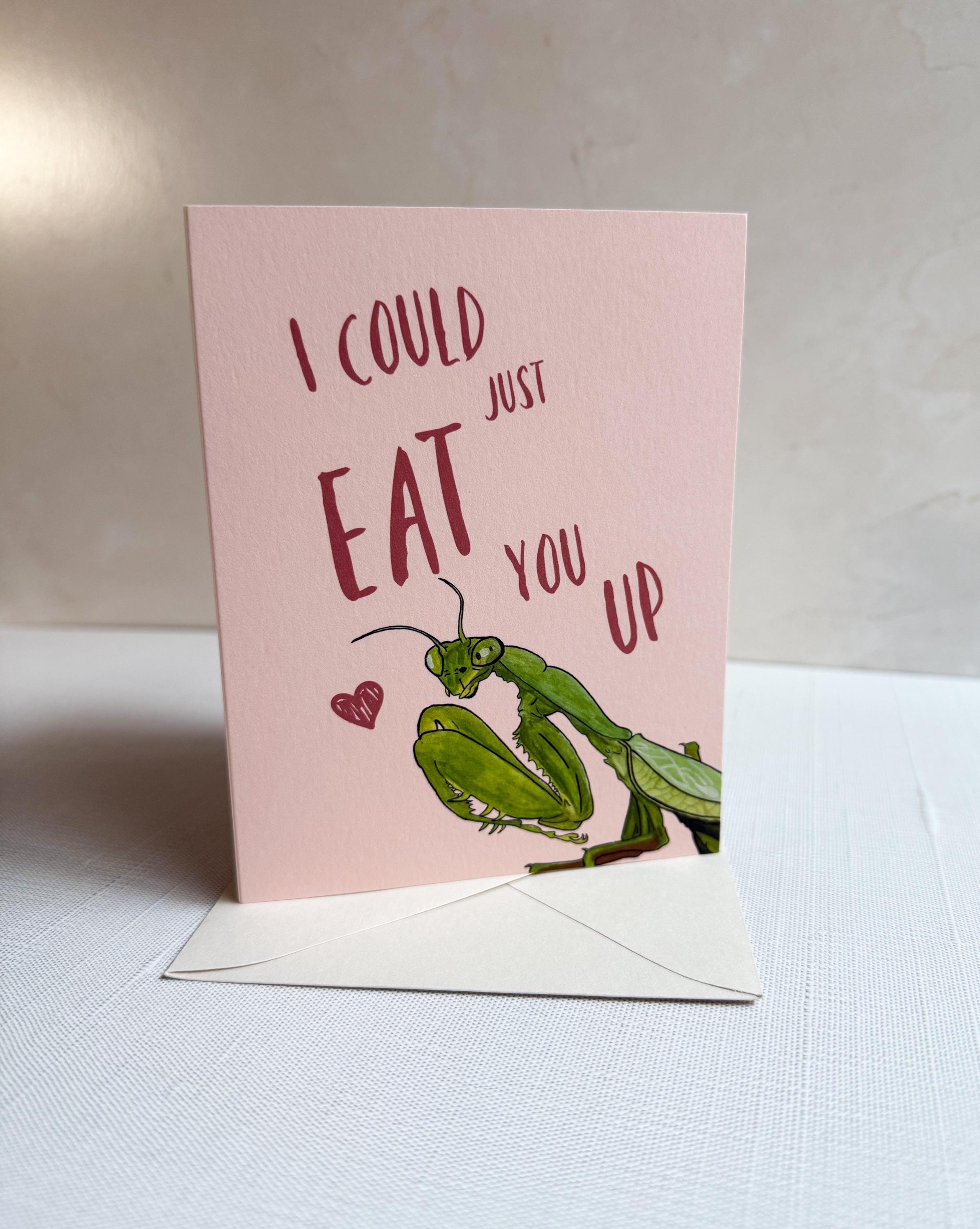 Praying Mantis Valentine's Day Card