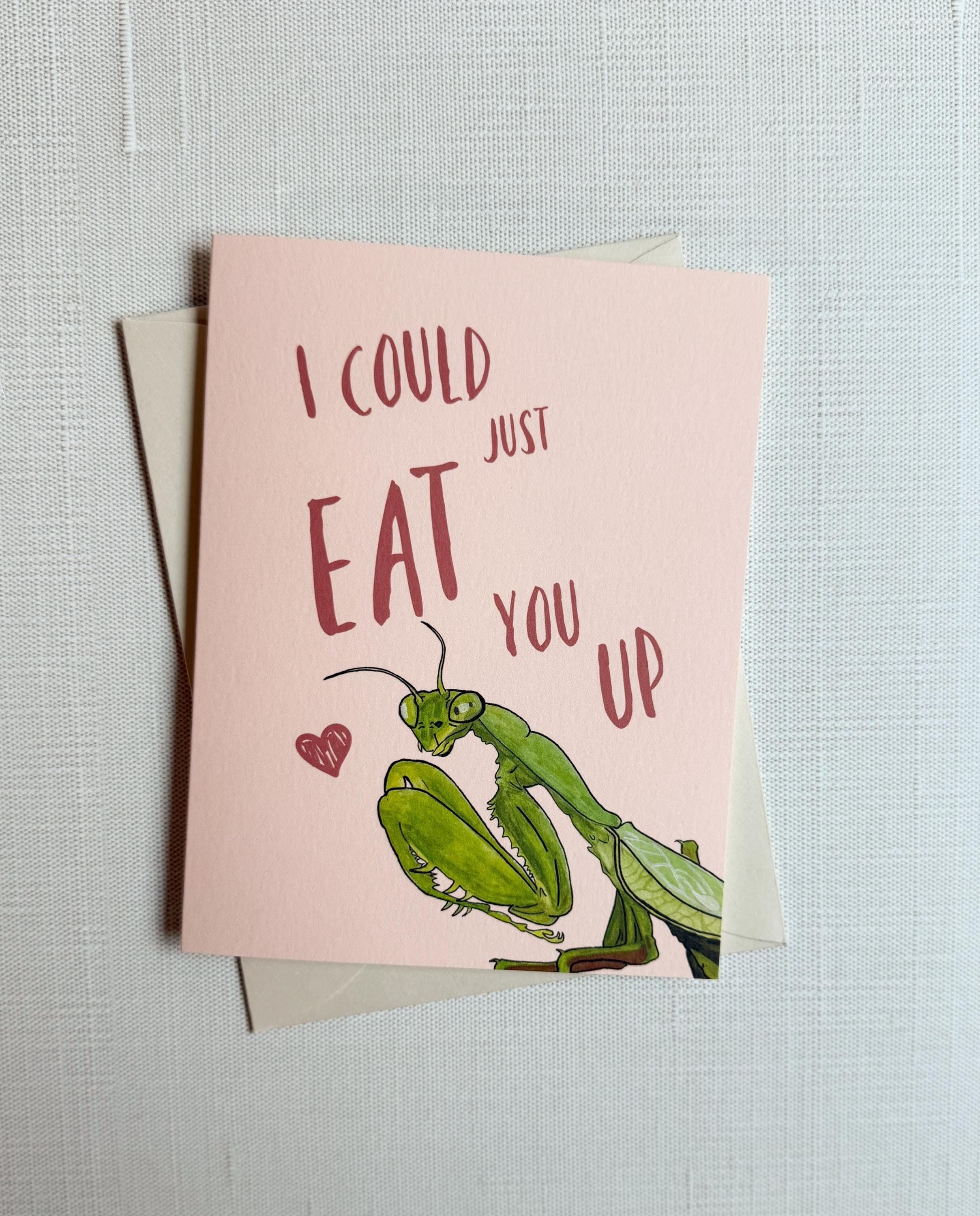 Praying Mantis Valentine's Day Card