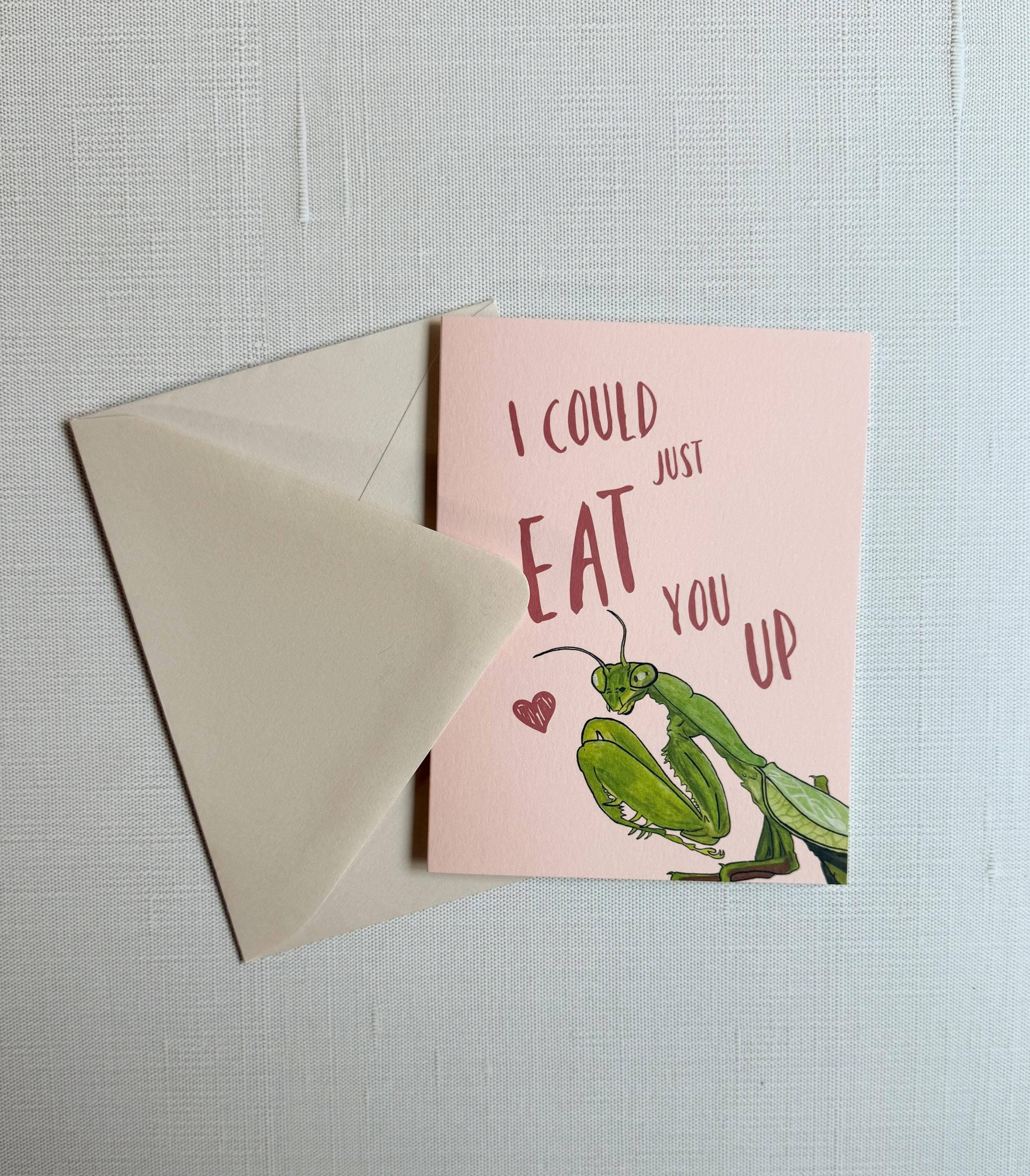 Praying Mantis Valentine's Day Card