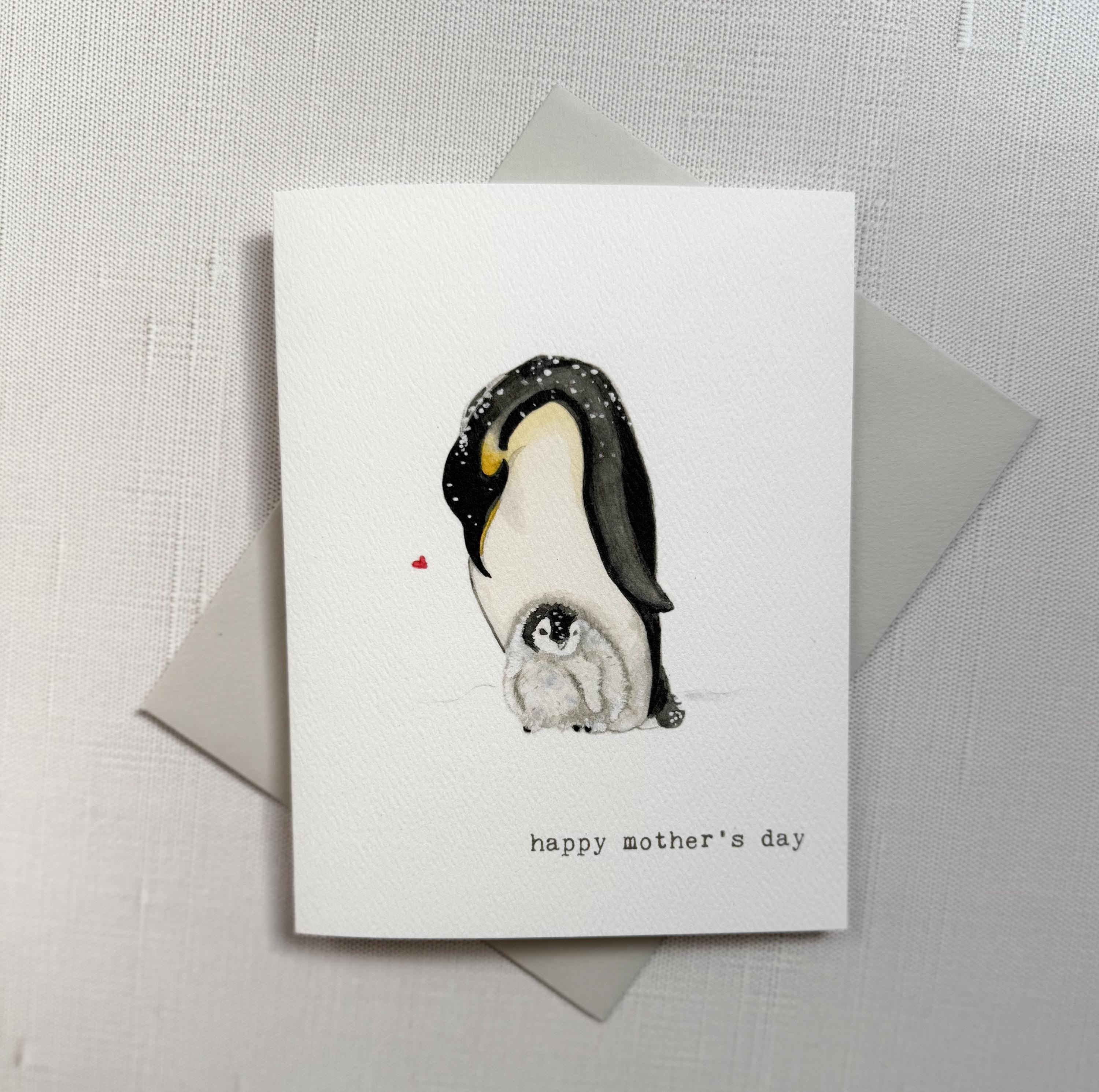 Penguin Mama and Baby Mother’s Day Card